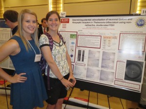 April Lamb and grad student mentor Melissa Lamm at the 2015 Summer Undergraduate Research Symposium, NCSU: